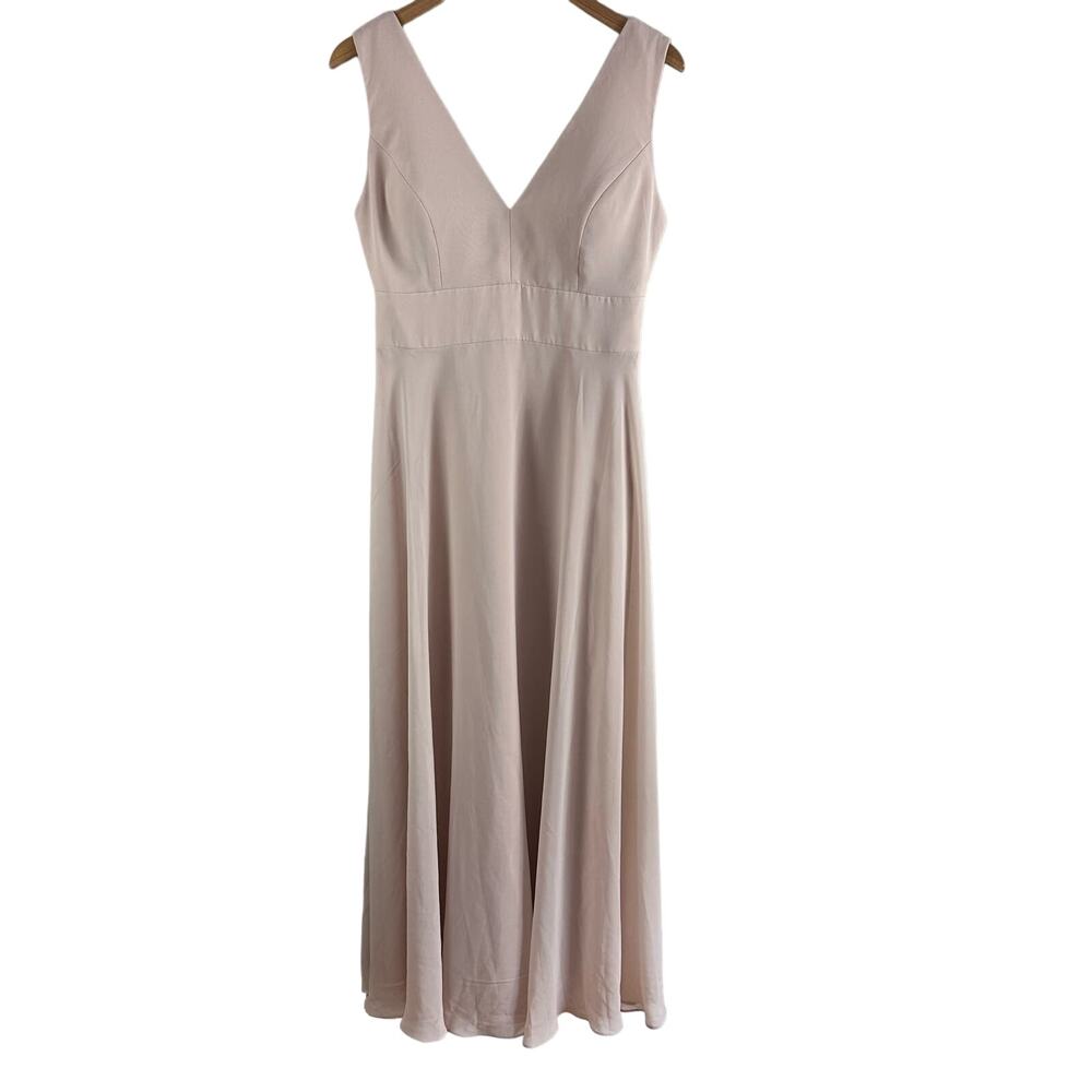 Social Bridesmaids Dress Chiffon Maxi Gown 8185 Cameo Beige Tan Blush Pink 12